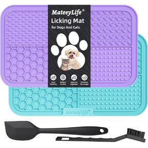 MateeyLife 2PCS Large Lick Mat for Dogs with Suction Cups, Slow Feeder Dog Bowls, Dog Lick Mat for Anxiety Relief, Dog Toys to Keep Them Busy, Dog Enrichment Toys for Bathing, Cat Lick Pad for Boredom