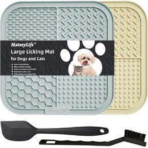 MateeyLife 2PCS Small Lick Mat for Dogs and Cats, Licking Mats for Dog Anxiety Relief, Cat Peanut Butter Lick Pad for Boredom Reducer, Dog Treat Mat Perfect for Bathing Grooming Blue&Green