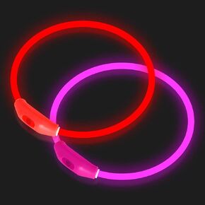 2-Pack LED Dog Collar, Light Up Dog Collars,Rechargeable Dog Lights for Night Walking，Universal, Reusable Safety Necklace for Small Medium Large Dogs Green&Blue