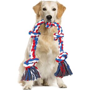 Bmag Dog Rope Toys for Aggressive Chewers, Heavy Duty Dog Toys for Medium Large Dogs, Tough Twisted Rope Toy with 5 Knots