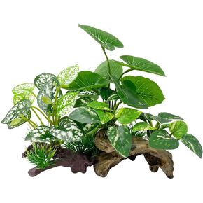 Smoothedo-Pets Fish Tank Decorations Aquarium Decor Ornaments Betta Silk Leaf pad Hammock Artifical Driftwood cave Goldfish Bowl Accessories (Type-C)