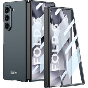 DEMCERT for Samsung Galaxy Z Fold 6 Case with S-Pen Holder, Flip Leather Plating Glass Hybrid All-Inclusive Cover with Screen Protector for Galaxy Z Fold 6 (Carbon Fibre)