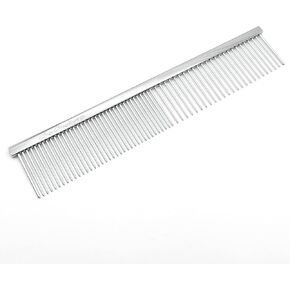 Chris Christensen 000 7.5 in. Greyhound Style Fine/Coarse Colored Butter Comb, Groom Like a Professional, Rounded Corners Prevent Friction and Breakage, Solid Brass with Steel Teeth, Chrome Finish