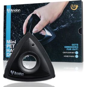 Analan Mini Pet Hair Remover for Car Detailing Supplies, Carpet Dog Hair Remover for Car Interior, Triangle Dog Hair Remover for Auto Detailing, Couch, Furniture, Lint, Carpet(Matte Black)