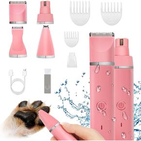 Dog Clippers Grooming Kit Hair Clipper-Low Noise Paw Trimmer- Rechargeable - Cordless Quiet Nail Grinder Shaver for Cats and Other Pets