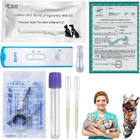 Pet Dog Pregnancy Pregnant Test Paper Strip,Fast and Accurate Detection includes All Required Accessories,for Dog Cat Veterinaria Disposable Pet Clinic Equipment (2PCS)