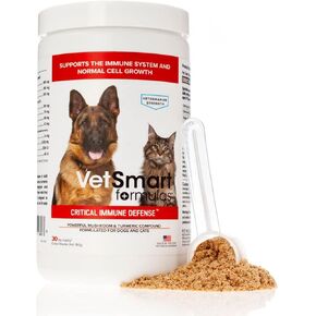 Critical Immune Defense for Dogs & Cats; Supports Normal Cell Growth - Turkey Tail, Reishi, Shiitake and Maitake Mushroom Formula with Patented White Turmeric Root Extract - 30-Day Supply