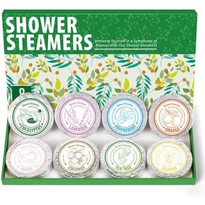 Shower Steamers Aromatherapy - Christmas Gifts for women, 8 Pack Pure Essential Oil Shower Bombs for Home Spa Bath Self Care, Lavender Stress Relief and Relaxation Gifts for Her Stocking Stuffers Pink