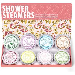 Shower Steamers Aromatherapy - Christmas Gifts for women, 8 Pack Pure Essential Oil Shower Bombs for Home Spa Bath Self Care, Lavender Stress Relief and Relaxation Gifts for Her Stocking Stuffers Pink