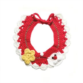 Christmas Cats Dogs Collar Handmade Knitted Dress Up Costumes Accessories Tie Cute Necklace with Bow for Puppy Pet Kittens (M, Star)
