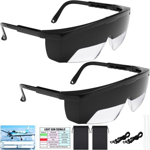 2 Pcs Aviation Flight Training Glasses View Limiting Goggles for Instrument Training Aviation View Limiting Device with Frosted Adjustable Polycarbonate Frames, Tag with Light Gun Signals in Saudi Arabia