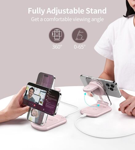 3 in 1 Magnetic Wireless Charging Station for Apple Devices, Fast Foldable Travel Mag-Safe Charger Stand with Night Light for iPhone 15 14 13 12 Series, Apple Watch/AirPods Pro in Saudi Arabia