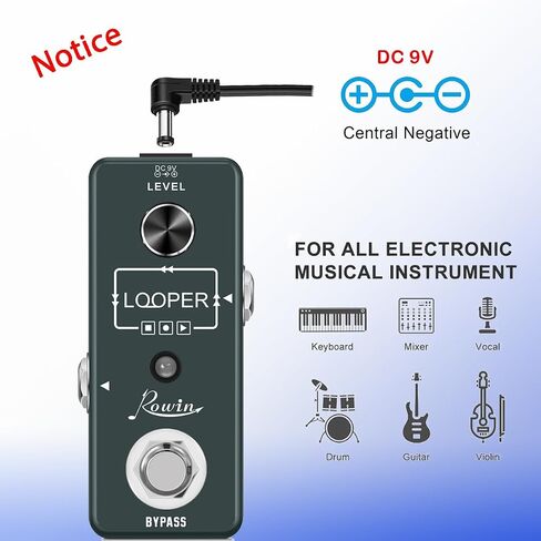 Rowin Looper Guitar Pedal Unlimited Overdubs 10 Minutes of Looping With USB to Import and Export Loop in Saudi Arabia