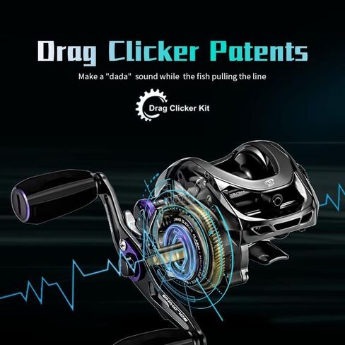 GKA200 Baitcasting Fishing Reel - 7.1:1/8.1:1 High-Speed Gear Ratio, 20LB Carbon Drag, 30Levels Magnet Braking System, Low Profile Design with Dual spools for Freshwater/Saltwater Fishing in Kuwait