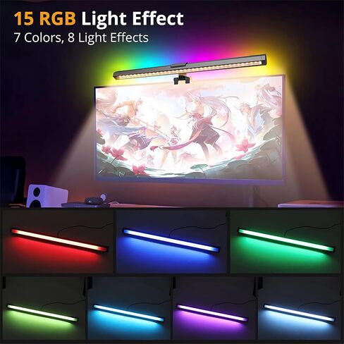 CATPOWER Computer Monitor Light Bar with RGB Backlight, Screen Monitor Lamp for Eye Caring, e-Reading LED Task Lamp with Stepless Adjustment, Touch Control, No Screen Glare Space Saving in Saudi Arabia
