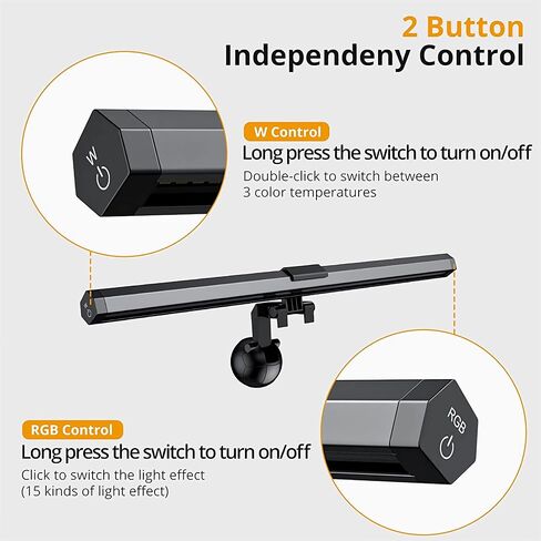 CATPOWER Computer Monitor Light Bar with RGB Backlight, Screen Monitor Lamp for Eye Caring, e-Reading LED Task Lamp with Stepless Adjustment, Touch Control, No Screen Glare Space Saving in Saudi Arabia