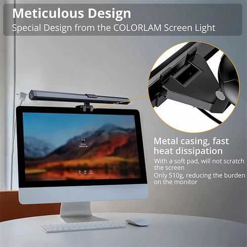 CATPOWER Computer Monitor Light Bar with RGB Backlight, Screen Monitor Lamp for Eye Caring, e-Reading LED Task Lamp with Stepless Adjustment, Touch Control, No Screen Glare Space Saving in Saudi Arabia