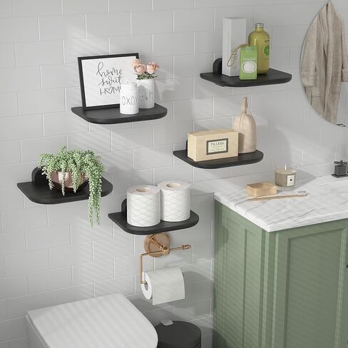 LUPWNEKA Small Black Floating Wall Shelf, 8x6 Inch Mini Modern Plant Shelves for Wall-Mounted, Compact Style Decorative Wall Floating Shelving for Hallway, Living Room, Bedroom and Bathroom, Set of 3 in Saudi Arabia