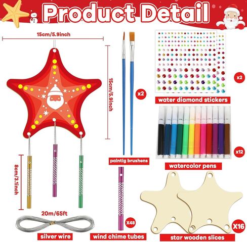 16 Pack Butterfly Wind Chime Kits Butterfly Crafts for Kids Make Your Own Butterfly Wind Chime Wooden DIY Arts and Crafts for Summer Party School Classroom Decorations Supplies Birthday Favors in Kuwait