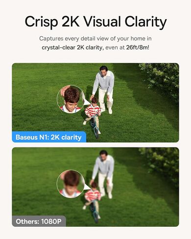 كاميرات Baseus Security الخارجية لأمان المنزل، مجموعة N1 2K HD 2-Cam، بدون رسوم اشتراك، عمر بطارية 210 يومًا، تخزين محلي قابل للتوسيع 16 تيرابايت، 145 درجة مجال الرؤية، رؤية ليلية ملونة، أضواء كاشفة وإنذار in Kuwait