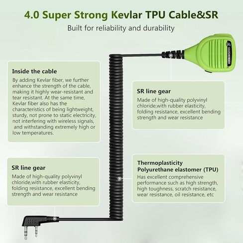 Speaker Microphone with Reinforced Cable for Baofeng, BTECH, Kenwood radios, Retevis,Shoulder-Mounted Speaker Microphone in Kuwait