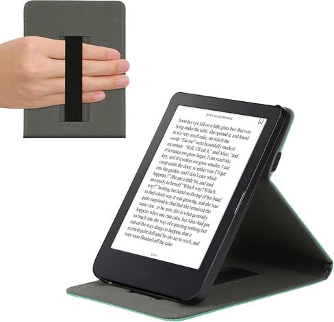 غطاء kwmobile متوافق مع Kobo Clara 2E / Tolino Shine 4 - حافظة مع حزام + حامل - بترولي in Kuwait