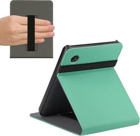 غطاء kwmobile متوافق مع Kobo Clara 2E / Tolino Shine 4 - حافظة مع حزام + حامل - بترولي in Kuwait