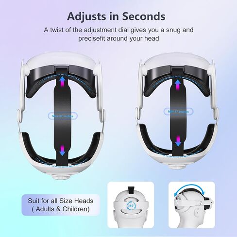 Saqico Head Strap Battery Compatible with Meta Quest 3-10000mAh Elite Strap with Battery Pack Extend Playtime & Enhanced Support for Quest 3 - Replacement Battery Head Strap Accessories in Saudi Arabia