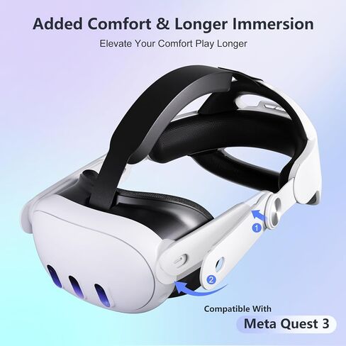 Saqico Head Strap Battery Compatible with Meta Quest 3-10000mAh Elite Strap with Battery Pack Extend Playtime & Enhanced Support for Quest 3 - Replacement Battery Head Strap Accessories in Saudi Arabia