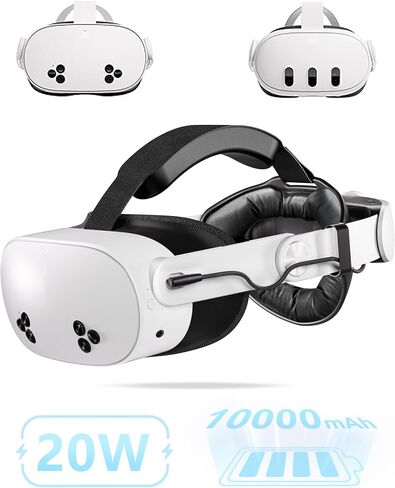 Saqico Head Strap Battery Compatible with Meta Quest 3-10000mAh Elite Strap with Battery Pack Extend Playtime & Enhanced Support for Quest 3 - Replacement Battery Head Strap Accessories in Saudi Arabia