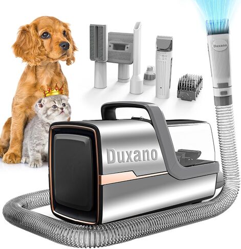 Dog Grooming Kit, Multi-Functional Hair Trimmer & Vacuum, 15KPa Powerful Suction, Stainless Steel, Low Noise, Adjustable Settings, Easy to Clean, Includes Clippers, Brush, Nail Trimmer in Saudi Arabia