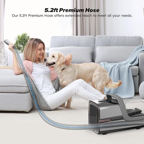 Dog Grooming Kit, Multi-Functional Hair Trimmer & Vacuum, 15KPa Powerful Suction, Stainless Steel, Low Noise, Adjustable Settings, Easy to Clean, Includes Clippers, Brush, Nail Trimmer in Saudi Arabia