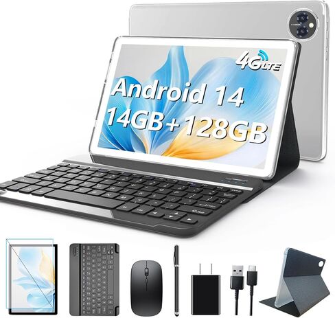 تابلت Android 14 مقاس 10 بوصة، تابلت خلوي 4G، ثماني النواة، سعة تخزين 128 جيجابايت + ذاكرة وصول عشوائي 14(8+6) جيجابايت/ 1 تيرابايت قابلة للتوسيع، 5G WiFi، بطارية 8000 مللي أمبير في الساعة، بلوتوث 5.0، كاميرا 13 ميجابكسل + 8 ميجابكسل، جهاز لوحي مزود بلوحة in Kuwait