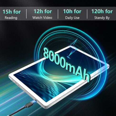 تابلت Android 14 مقاس 10 بوصة، تابلت خلوي 4G، ثماني النواة، سعة تخزين 128 جيجابايت + ذاكرة وصول عشوائي 14(8+6) جيجابايت/ 1 تيرابايت قابلة للتوسيع، 5G WiFi، بطارية 8000 مللي أمبير في الساعة، بلوتوث 5.0، كاميرا 13 ميجابكسل + 8 ميجابكسل، جهاز لوحي مزود بلوحة in Kuwait