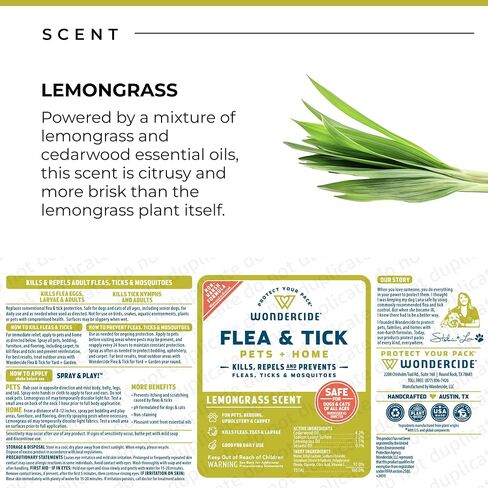Wondercide - Flea, Tick & Mosquito Spray for Dogs, Cats, and Home - Flea and Tick Killer, Control, Prevention, Treatment - with Natural Essential Oils - Pet and Family Safe - Lemongrass 32 oz in Saudi Arabia