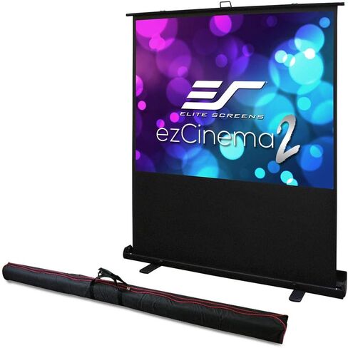 Elite Screens ezCinema 2, 95-inch 16:9 Manual Floor Pull Up Scissor Backed Projector Screen, Portable Home Office Classroom Front Projection w/ Carrying Bag, US Based Company 2-YEAR WARRANTY, F95XWH2 in Kuwait