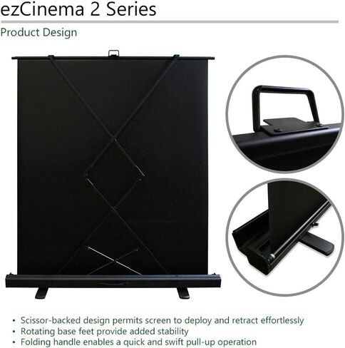 Elite Screens ezCinema 2, 95-inch 16:9 Manual Floor Pull Up Scissor Backed Projector Screen, Portable Home Office Classroom Front Projection w/ Carrying Bag, US Based Company 2-YEAR WARRANTY, F95XWH2 in Kuwait