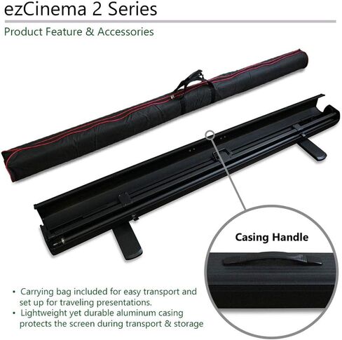 Elite Screens ezCinema 2, 95-inch 16:9 Manual Floor Pull Up Scissor Backed Projector Screen, Portable Home Office Classroom Front Projection w/ Carrying Bag, US Based Company 2-YEAR WARRANTY, F95XWH2 in Kuwait