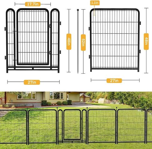48 in(H) Garden Fencing Animal Barrier, Wide Door Low Threshold, Dog Fence Outdoor for Yard. 8 Panels Total 17.7 Ft(L) Camping Fence, Fencing for Garden Beds,Dog Playpen Outdoor.Temporary Fence in Saudi Arabia