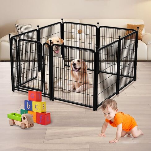 48 in(H) Garden Fencing Animal Barrier, Wide Door Low Threshold, Dog Fence Outdoor for Yard. 8 Panels Total 17.7 Ft(L) Camping Fence, Fencing for Garden Beds,Dog Playpen Outdoor.Temporary Fence in Saudi Arabia