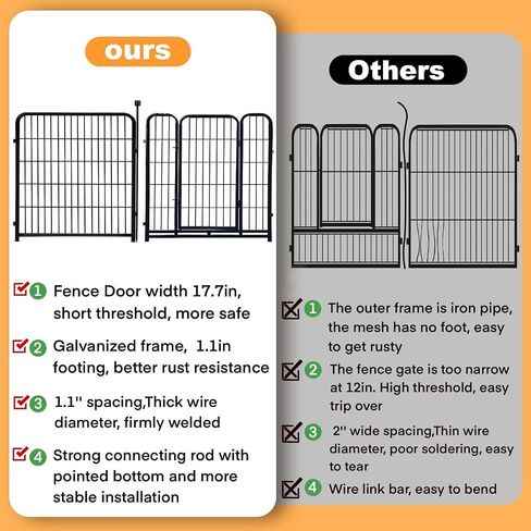 48 in(H) Garden Fencing Animal Barrier, Wide Door Low Threshold, Dog Fence Outdoor for Yard. 8 Panels Total 17.7 Ft(L) Camping Fence, Fencing for Garden Beds,Dog Playpen Outdoor.Temporary Fence in Saudi Arabia