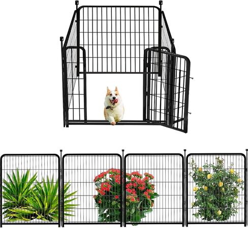 48 in(H) Garden Fencing Animal Barrier, Wide Door Low Threshold, Dog Fence Outdoor for Yard. 8 Panels Total 17.7 Ft(L) Camping Fence, Fencing for Garden Beds,Dog Playpen Outdoor.Temporary Fence in Saudi Arabia
