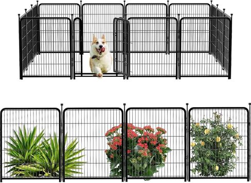 48 in(H) Garden Fencing Animal Barrier, Wide Door Low Threshold, Dog Fence Outdoor for Yard. 8 Panels Total 17.7 Ft(L) Camping Fence, Fencing for Garden Beds,Dog Playpen Outdoor.Temporary Fence in Saudi Arabia