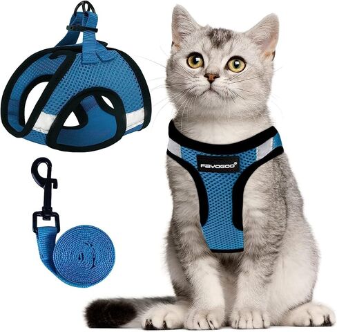 FAYOGOO Cat Harness and Leash Set | Upgrade Step-in Escape Proof Harness | Lightweight Soft Vest, No-Choke Design for Walking, Travel, Camping (Green) in Saudi Arabia