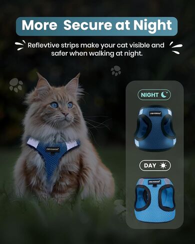 FAYOGOO Cat Harness and Leash Set | Upgrade Step-in Escape Proof Harness | Lightweight Soft Vest, No-Choke Design for Walking, Travel, Camping (Green) in Saudi Arabia