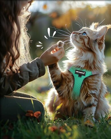 FAYOGOO Cat Harness and Leash Set | Upgrade Step-in Escape Proof Harness | Lightweight Soft Vest, No-Choke Design for Walking, Travel, Camping (Green) in Saudi Arabia