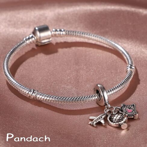 Pandach 925 فضة دلايات للأساور قلادة مع 5A تشيكوسلوفاكيا أحجار استرخى قلادة حبة خرز للمجوهرات هدايا للنساء in Kuwait
