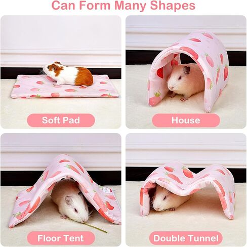 Bienbee Guinea Pig Tunnel, Guinea Pig Hideout, Washable Rabbit Tunnel and Bunny House, Rabbit Toys in Cages for Guinea Pig Bunny Rabbit Small Animal Green Mushroom in Kuwait