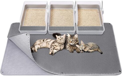 Fostanfly Cat Litter Mat - Extra Large XL 45"x 27" Cat Litter Trapping Mat, Machine Washable Double Layer Design, Urine & Waterproof for Kitty- Easy Clean for Floor in Saudi Arabia