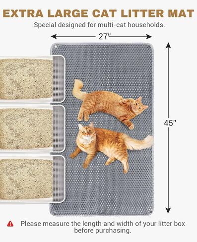 Fostanfly Cat Litter Mat - Extra Large XL 45"x 27" Cat Litter Trapping Mat, Machine Washable Double Layer Design, Urine & Waterproof for Kitty- Easy Clean for Floor in Saudi Arabia